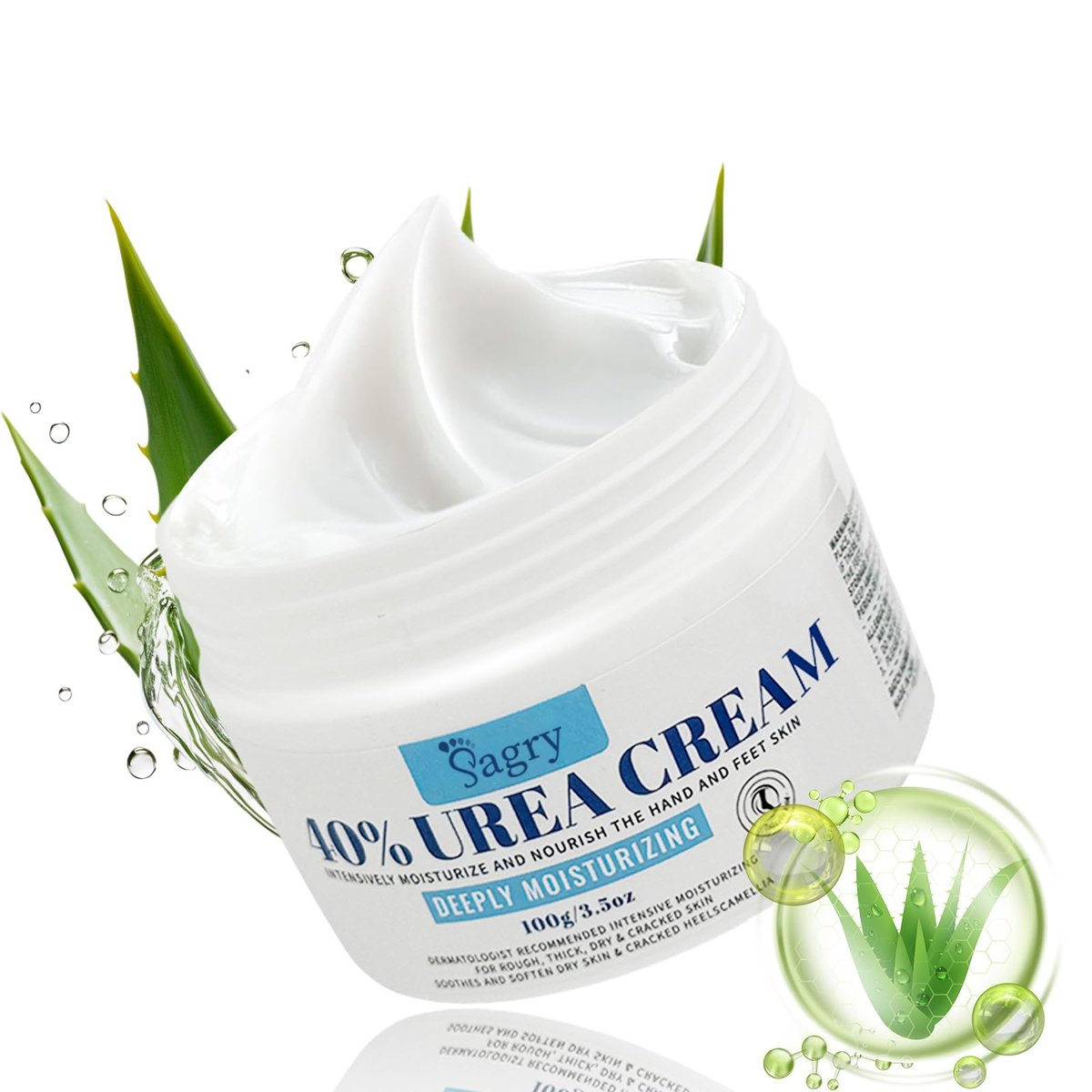 Sagry Urea Creme 40 Prozent für die Füße, maximale Stärke – Fußcreme für trockene, rissige Fersen, Füße, Knie, Ellbogen, Hände – Urea 40% Creme zur intensiven Feuchtigkeitsversorgung, Hornhautentfernung, Reparatur von Fersenrissen