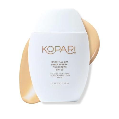 Kopari Bright as Day Sheer Mineral Sonnencreme SPF 50 – Gesichtssonnencreme mit Vitamin C & Niacinamid, für alle Hauttöne, 1,7 oz