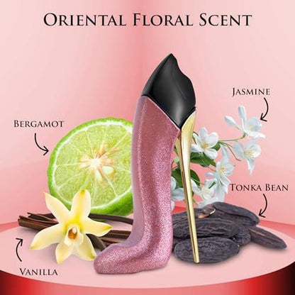 Bad Girl Glitter Edition - Oriental-Florales Parfum für Frauen - Kopfnoten von Mandel, Kaffee, Bergamotte & Zitrone - Basisduft von Tonkabohne, Kakao, Vanille, Kaschmir & Zimt - Eleganter 100ml Flakon
