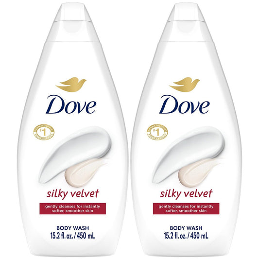 Dove Body Wash Silky Velvet 2er-Pack – Reichhaltiger Feuchtigkeitsspender für geschmeidig weiche Haut, 2 x 431 ml