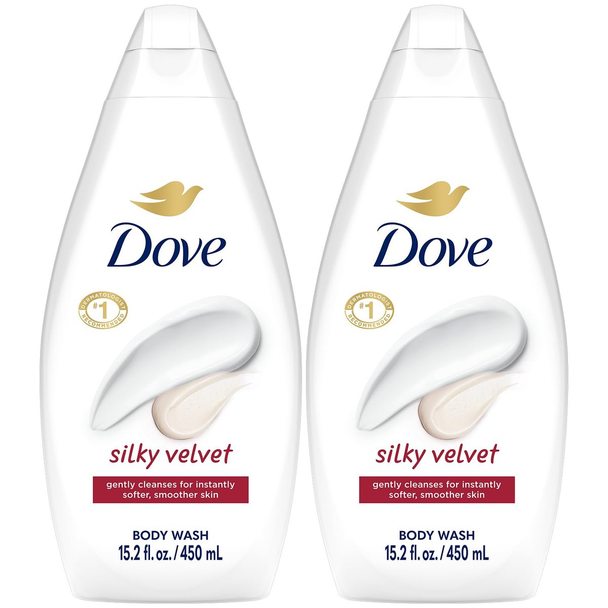 Dove Body Wash Silky Velvet 2er-Pack – Reichhaltiger Feuchtigkeitsspender für geschmeidig weiche Haut, 2 x 431 ml