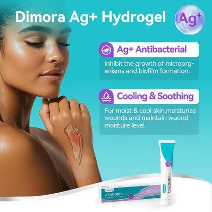 Dimora Antibakterielles Gel-Wundverband 1oz – Silber-Hydrogel Erste-Hilfe-Salbe zur Wundheilung, antibakterielle Pflege für kleine Schnitte, Schürfwunden, Platzwunden & Verbrennungen, sichere nicht-amorphe Formel