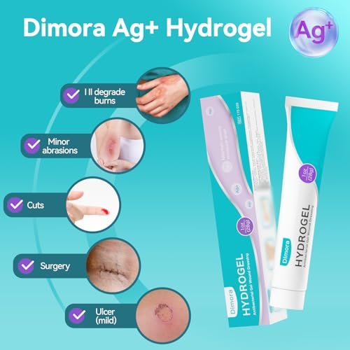 Dimora Antibakterielles Gel-Wundverband 1oz – Silber-Hydrogel Erste-Hilfe-Salbe zur Wundheilung, antibakterielle Pflege für kleine Schnitte, Schürfwunden, Platzwunden & Verbrennungen, sichere nicht-amorphe Formel