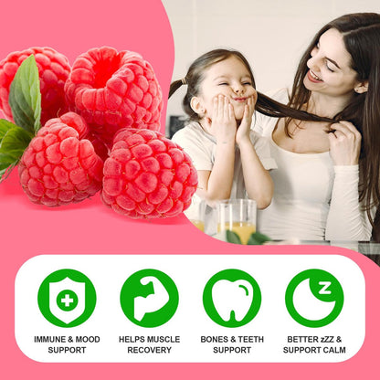 GrnLife Calcium Magnesium Zink Gummibärchen mit Vitamin D3, Zuckerfrei, Himbeergeschmack, 60 Stück