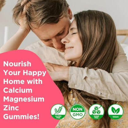 GrnLife Calcium Magnesium Zink Gummibärchen mit Vitamin D3, Zuckerfrei, Himbeergeschmack, 60 Stück
