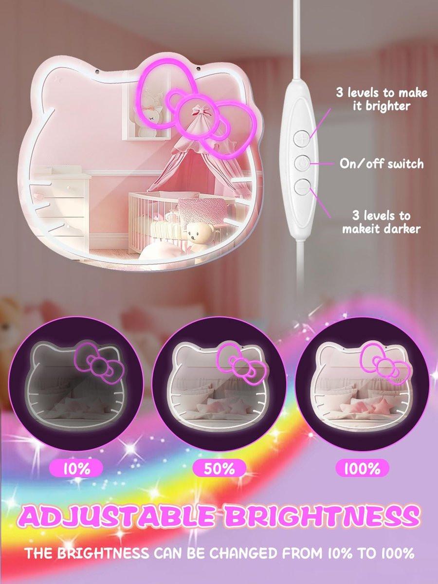 LUXUOSA Neon-Schild Spiegel-Vanity mit LED, Acryl-Wandspiegel für Make-up, Schlafzimmer, Teenager-Mädchen, Geschenk zu Geburtstag, Valentinstag, Weihnachten, Halloween, Thanksgiving