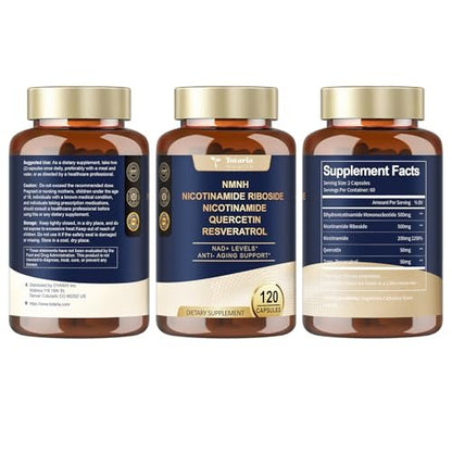 Totaria NMNH 500mg – Premium NMN-Alternative mit Niacinamid, Quercetin & Trans-Resveratrol für NAD+, Anti-Aging & Energie, 120 Kapseln