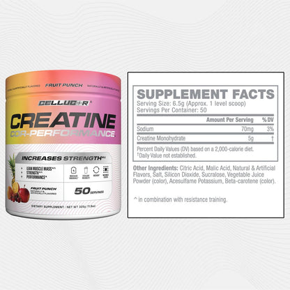 Cellucor Kreatinpulver, Fruchtpunsch-Geschmack – Steigert Kraft, Muskelmasse & Ausdauer, mikronisiertes Kreatin für schnelle Aufnahme, 5 g Kreatin pro Portion, 50 Portionen