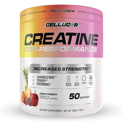 Cellucor Kreatinpulver, Fruchtpunsch-Geschmack – Steigert Kraft, Muskelmasse & Ausdauer, mikronisiertes Kreatin für schnelle Aufnahme, 5 g Kreatin pro Portion, 50 Portionen