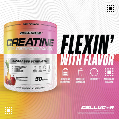 Cellucor Kreatinpulver, Fruchtpunsch-Geschmack – Steigert Kraft, Muskelmasse & Ausdauer, mikronisiertes Kreatin für schnelle Aufnahme, 5 g Kreatin pro Portion, 50 Portionen