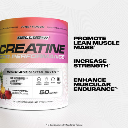 Cellucor Kreatinpulver, Fruchtpunsch-Geschmack – Steigert Kraft, Muskelmasse & Ausdauer, mikronisiertes Kreatin für schnelle Aufnahme, 5 g Kreatin pro Portion, 50 Portionen