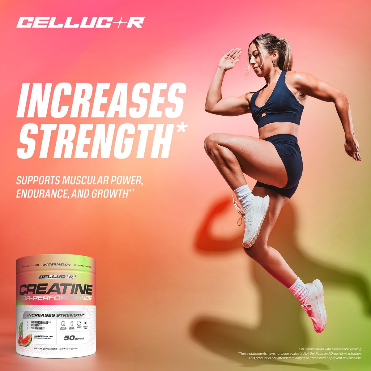 Cellucor Creatin-Pulver, Wassermelonengeschmack – Steigert Kraft, Muskelmasse & Ausdauer, mikronisiertes Creatin für schnelle Aufnahme, 5 g Creatin pro Portion, 50 Portionen