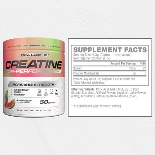 Cellucor Creatin-Pulver, Wassermelonengeschmack – Steigert Kraft, Muskelmasse & Ausdauer, mikronisiertes Creatin für schnelle Aufnahme, 5 g Creatin pro Portion, 50 Portionen