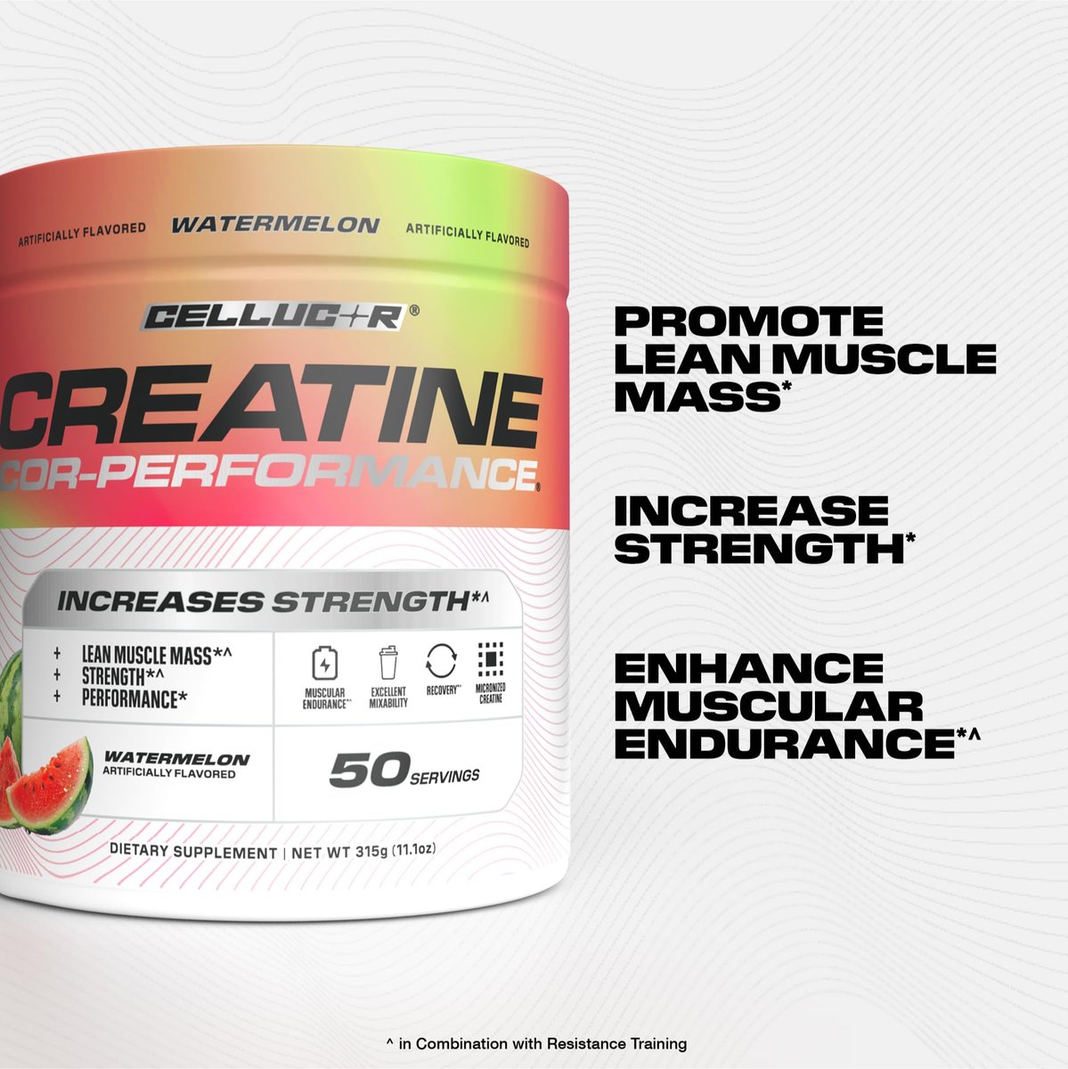 Cellucor Creatin-Pulver, Wassermelonengeschmack – Steigert Kraft, Muskelmasse & Ausdauer, mikronisiertes Creatin für schnelle Aufnahme, 5 g Creatin pro Portion, 50 Portionen
