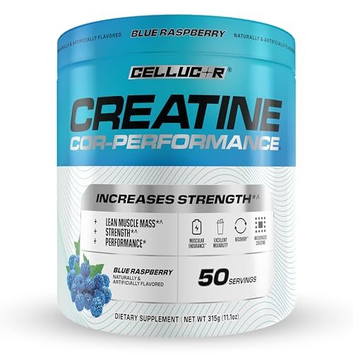 Cellucor Creatin Pulver, Blaue Himbeere – Steigert Kraft, Muskelmasse & Ausdauer, mikronisiertes Kreatin für schnelle Absorption, 5 g Kreatin pro Portion, 50 Portionen