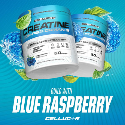 Cellucor Creatin Pulver, Blaue Himbeere – Steigert Kraft, Muskelmasse & Ausdauer, mikronisiertes Kreatin für schnelle Absorption, 5 g Kreatin pro Portion, 50 Portionen
