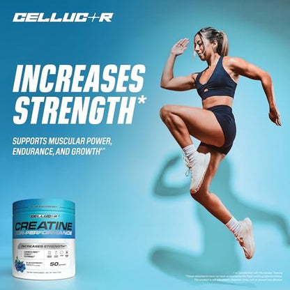 Cellucor Creatin Pulver, Blaue Himbeere – Steigert Kraft, Muskelmasse & Ausdauer, mikronisiertes Kreatin für schnelle Absorption, 5 g Kreatin pro Portion, 50 Portionen