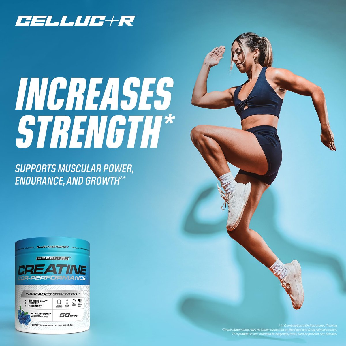 Cellucor Creatin Pulver, Blaue Himbeere – Steigert Kraft, Muskelmasse & Ausdauer, mikronisiertes Kreatin für schnelle Absorption, 5 g Kreatin pro Portion, 50 Portionen