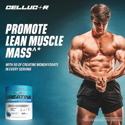 Cellucor Creatin Pulver, Blaue Himbeere – Steigert Kraft, Muskelmasse & Ausdauer, mikronisiertes Kreatin für schnelle Absorption, 5 g Kreatin pro Portion, 50 Portionen
