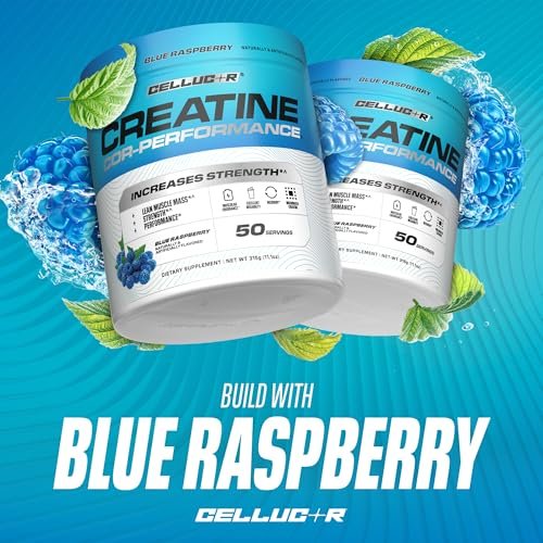 Cellucor Creatin Pulver, Blaue Himbeere – Steigert Kraft, Muskelmasse & Ausdauer, mikronisiertes Kreatin für schnelle Absorption, 5 g Kreatin pro Portion, 50 Portionen