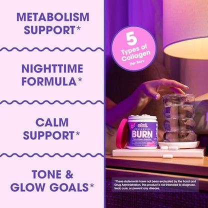 Obvi Collagenic Burn PM | Nächtliche Kollagenpeptide für Schlaf & Erholung | 5 Kollagentypen + Ashwagandha, GABA & Melatonin | CapsiBurn Stoffwechselunterstützung | 90 Kapseln | Hergestellt in den USA