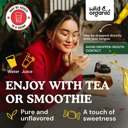 Wild & Organic Rote Bete Extrakt Tropfen - Energieunterstützung - Flüssige Rote Bete Nahrungsergänzung - 400 mg pro Portion - Mischbar mit Pulver - Vegan, Zucker- & Alkoholfrei - 118 ml