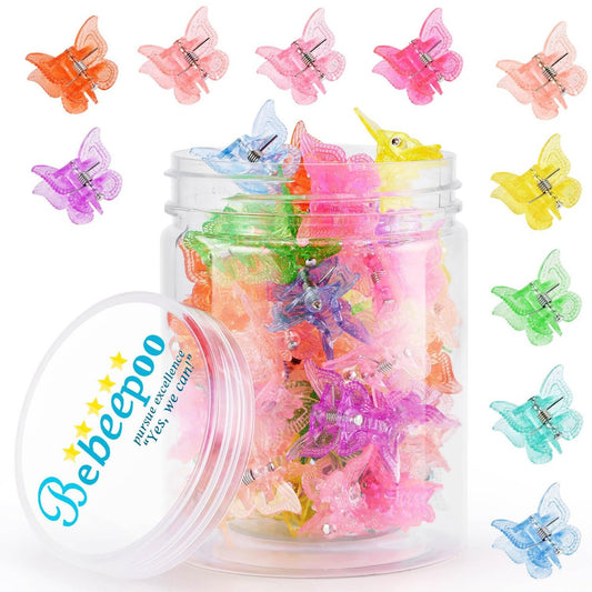 Mini Butterfly Haarclaw Clips, Glitzer Haarclips, Kleine Haarspangen, Funkelnde Bunte Haaraccessoires für Mädchen und Frauen, Süß, Klein, Winzig, Set mit 50