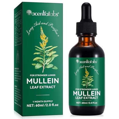 Mullein Tropfen für die Lunge – Natürlicher Königskerzen-Extrakt mit Chlorophyll zur Unterstützung der Atemwege (60 ml / 1 Packung)