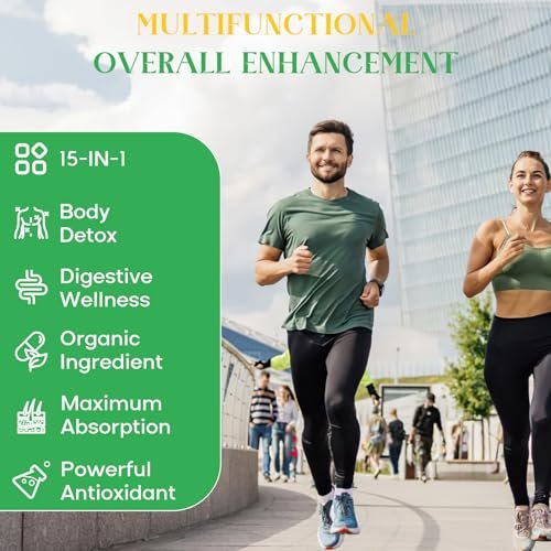 Enerlix 15-in-1 Detox Binder – Aktivkohle, Zeolith & Bentonit Ton, Chlorella, 1500 mg Entgiftungsergänzung maximal absorbierend, Leber-Gut-Darm-Reinigung, 90 vegane Kapseln