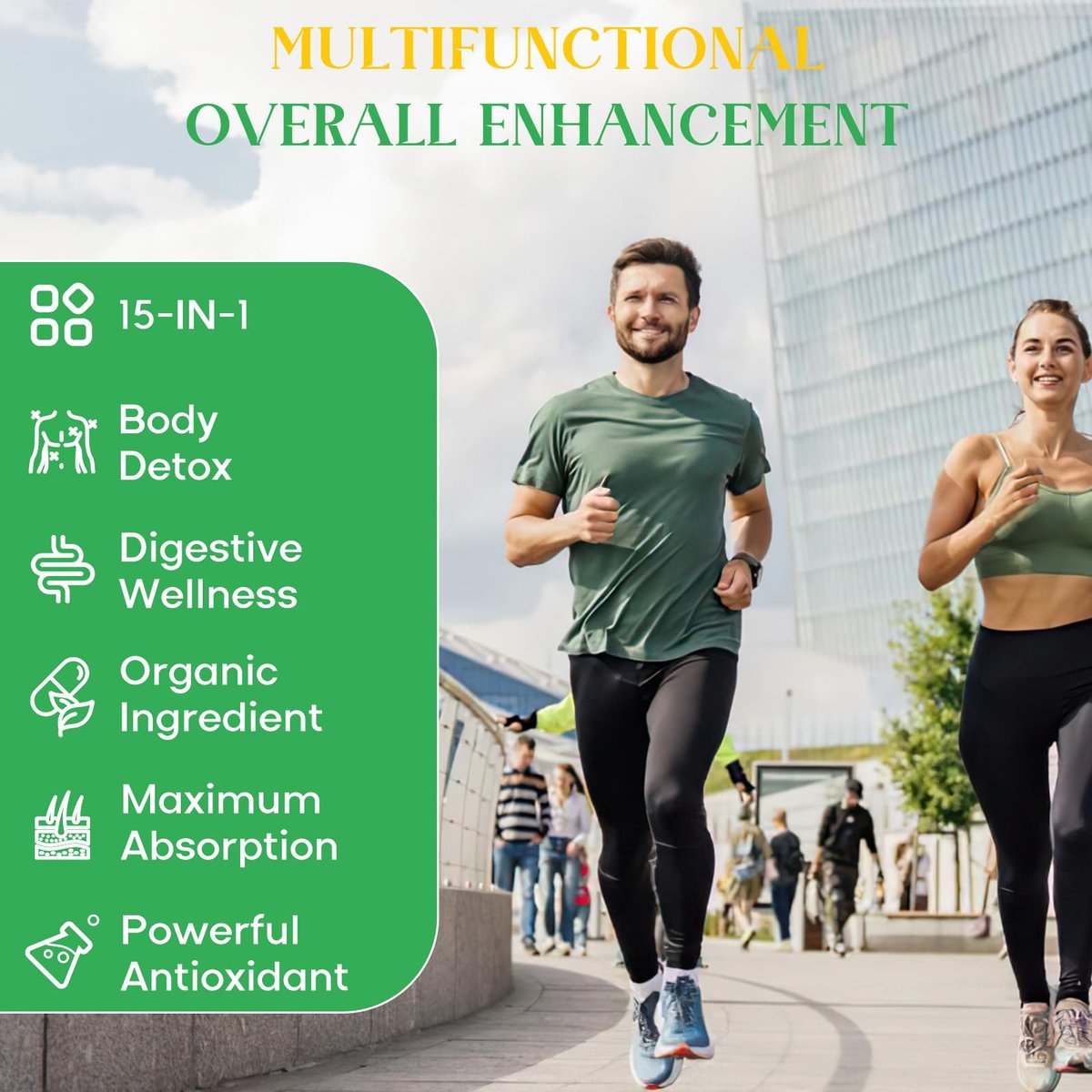Enerlix 15-in-1 Detox Binder – Aktivkohle, Zeolith & Bentonit Ton, Chlorella, 1500 mg Entgiftungsergänzung maximal absorbierend, Leber-Gut-Darm-Reinigung, 90 vegane Kapseln