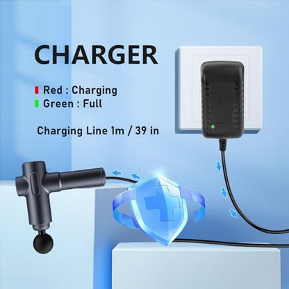 AC/DC 16,8V Massage Gun Ladegerät kompatibel mit LifePro Sonic, Sonic Mini, Fusion X, Sonic Pro, Youdgee H1 Mini, Mebak 3, Cryotex, jetbu – 16,8V 1A Netzteil, 1,5m Kabel