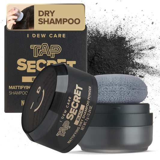 I DEW CARE Biotin Clarifying Dry Shampoo - Tap Secret Black | Stärkend & Volumengebend, Puderform, Nachfüllbar, Reisegröße, Nicht-Aerosol, für Brünette, Koreanischer Ginseng, 0,24 Unzen