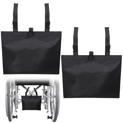 Threlaco 2 Stück Urinbeutel-Halter Canvas Katheterbeutel-Abdeckung für Rollstuhl, Stuhl, Bett, unter dem Korb mit verstellbaren Riemen für Foley-Infusions-Nephrostomiebeutel, 38 x 28 x 23 cm (Schwarz)