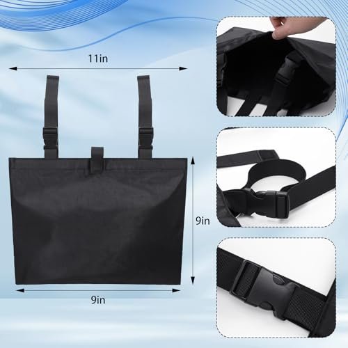 Threlaco 2 Stück Urinbeutel-Halter Canvas Katheterbeutel-Abdeckung für Rollstuhl, Stuhl, Bett, unter dem Korb mit verstellbaren Riemen für Foley-Infusions-Nephrostomiebeutel, 38 x 28 x 23 cm (Schwarz)