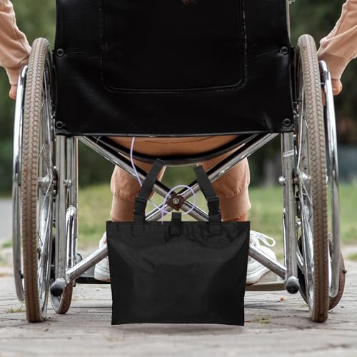 Threlaco 2 Stück Urinbeutel-Halter Canvas Katheterbeutel-Abdeckung für Rollstuhl, Stuhl, Bett, unter dem Korb mit verstellbaren Riemen für Foley-Infusions-Nephrostomiebeutel, 38 x 28 x 23 cm (Schwarz)