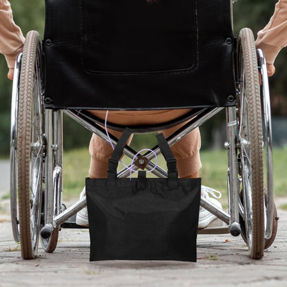 Threlaco 2 Stück Urinbeutel-Halter Canvas Katheterbeutel-Abdeckung für Rollstuhl, Stuhl, Bett, unter dem Korb mit verstellbaren Riemen für Foley-Infusions-Nephrostomiebeutel, 38 x 28 x 23 cm (Schwarz)