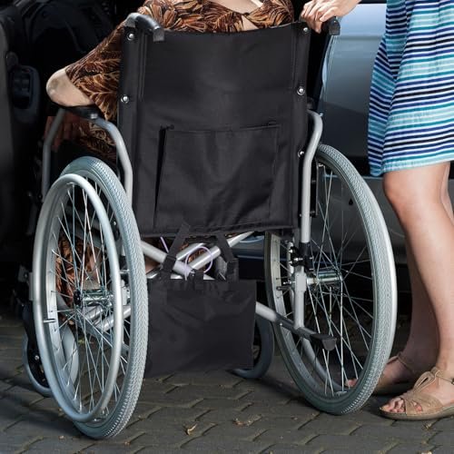 Threlaco 2 Stück Urinbeutel-Halter Canvas Katheterbeutel-Abdeckung für Rollstuhl, Stuhl, Bett, unter dem Korb mit verstellbaren Riemen für Foley-Infusions-Nephrostomiebeutel, 38 x 28 x 23 cm (Schwarz)
