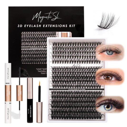 DIY Wimpernverlängerung Set 320 Stück Einzelwimpern Cluster 40D 50D 100D Wimpernverlängerungskit mit Applikator und Lash Bond+Seal, Wimpernentferner für falsche Wimpern Mix 11-20mm (40D+50D+100D KIT)