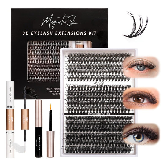 DIY Wimpernverlängerung Set 320 Stück Individuelle Wimpern Cluster 30D 40D 60D mit Applikator und Lash Bond & Seal, Wimpernentferner für falsche Wimpern Mix 11-20 mm (30D+40D+60D Set)