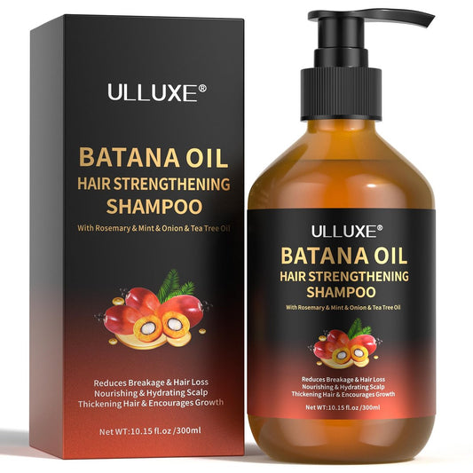 Batana-Öl Shampoo für Haarwachstum – Stärkendes Regenerationsshampoo für Männer & Frauen mit dünner werdendem Haar & Haarausfall – Angereichert mit Rosmarin und Minzöl, pflegt die Kopfhaut, sulfatfrei für alle Haartypen, 300 ml