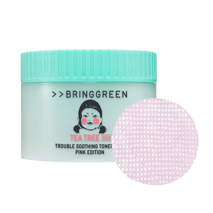 BRING GREEN Tea Tree Cica Beruhigende Toner-Pads 90 Stück – Peeling & Pflege für zu Akne neigende Haut