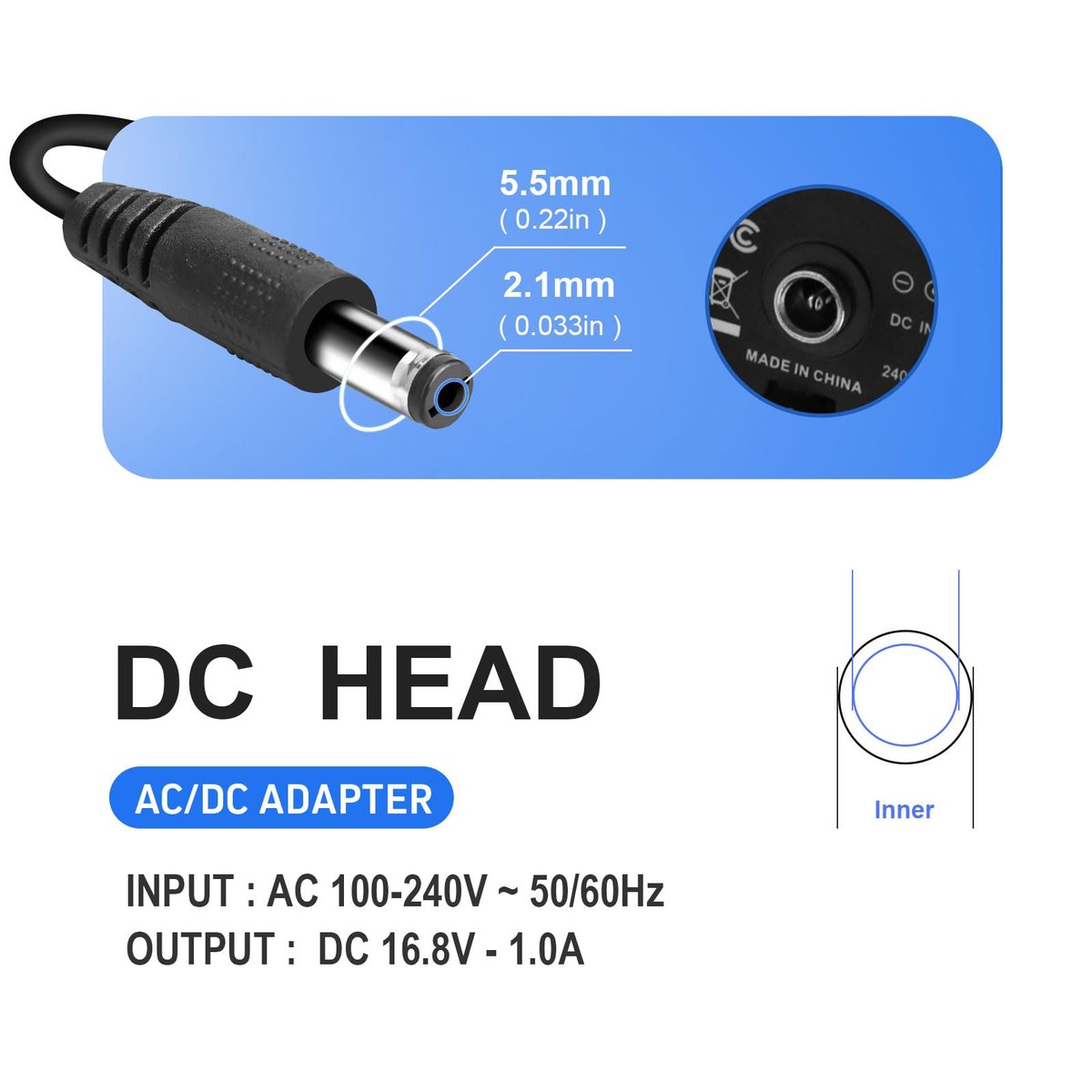 16,8V 1A Massage Gun Netzteil Ersatz – AC/DC Stromversorgungskabel 1,5m