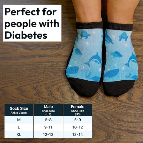 Viasox Diabetic Ankle Socks für Damen & Herren, Niedrig geschnittene, nicht einschnürende, nahtlose Neuropathie-Socken