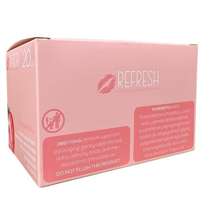 Aromatisierte Damen-Feuchttücher für Frauen - 20 Stück einzeln verpackt - pH-ausgeglichene aromatisierte Intimtücher - Erdbeere