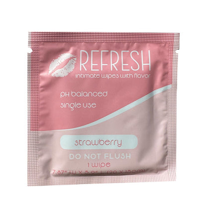 Aromatisierte Damen-Feuchttücher für Frauen - 20 Stück einzeln verpackt - pH-ausgeglichene aromatisierte Intimtücher - Erdbeere