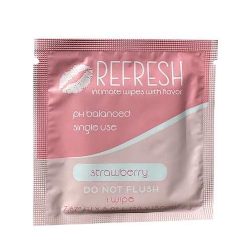 Aromatisierte Damen-Feuchttücher für Frauen - 20 Stück einzeln verpackt - pH-ausgeglichene aromatisierte Intimtücher - Erdbeere