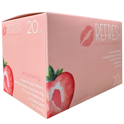 Aromatisierte Damen-Feuchttücher für Frauen - 20 Stück einzeln verpackt - pH-ausgeglichene aromatisierte Intimtücher - Erdbeere