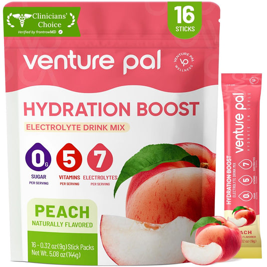 Venture Pal Zuckerfreie Elektrolyt-Pulver-Packungen – Flüssige Daily IV Hydration Packets | Elektrolyt-Getränkemischung mit 5 Vitaminen & 7 Elektrolyten | Keto-freundlich | Non-GMO | Zertifiziert vegan | 16 Sticks