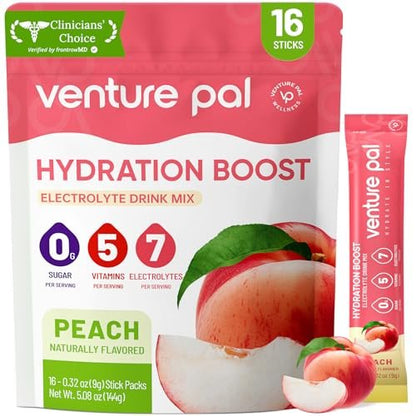 Venture Pal Zuckerfreie Elektrolyt-Pulver-Packungen – Flüssige Daily IV Hydration Packets | Elektrolyt-Getränkemischung mit 5 Vitaminen & 7 Elektrolyten | Keto-freundlich | Non-GMO | Zertifiziert vegan | 16 Sticks