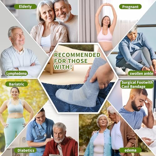 Revosoxs Diabetiker Socken für Damen und Herren – Bambus-Viskose, nicht einschnürend, nahtlose Zehenpartie, Größe 9-12/10-13 (Dunkel A-Large)